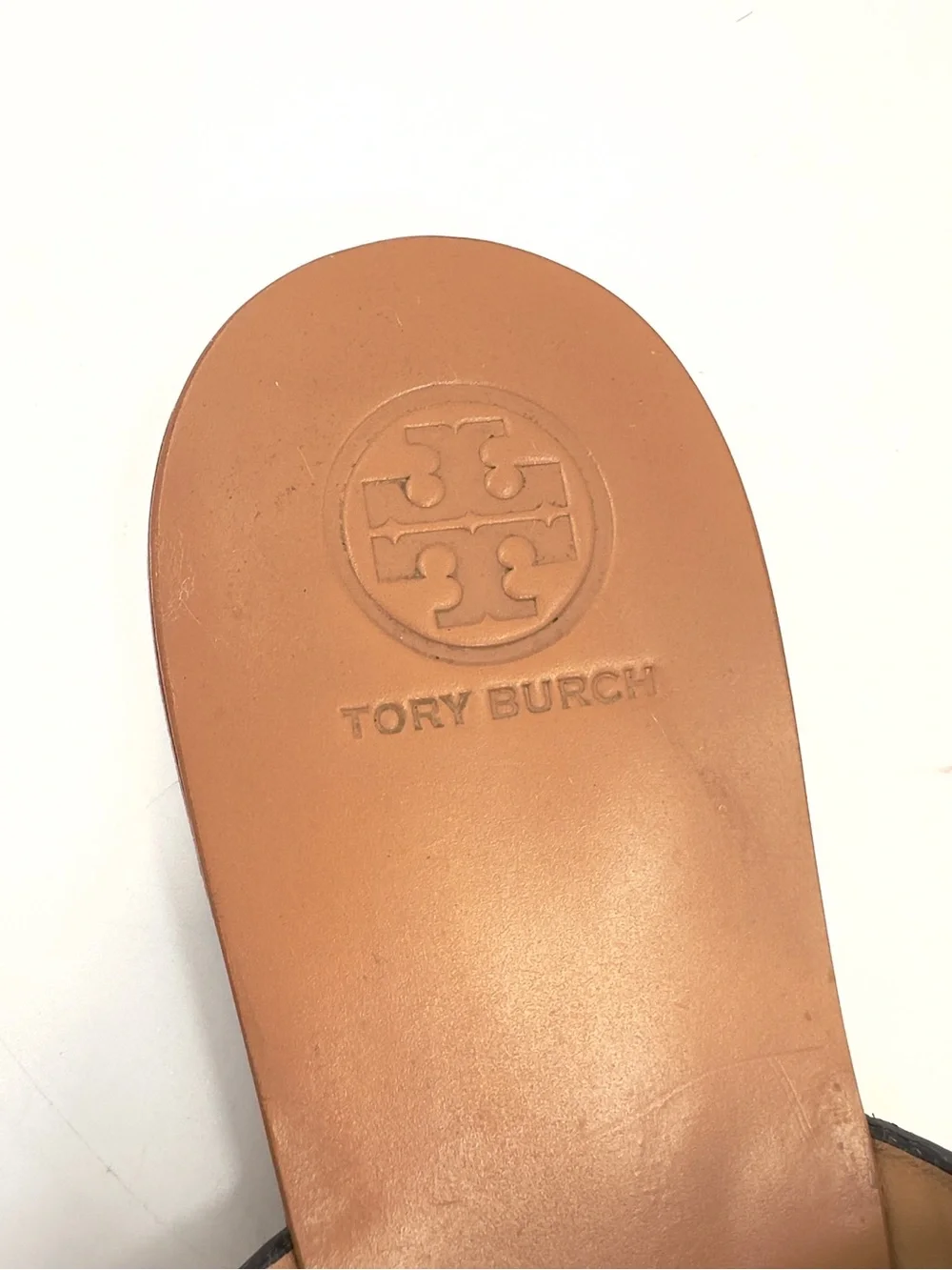 Tory Burch Blythe Slide Sandals Size 6 Neutral Tan Leather Gold Studded Beachy